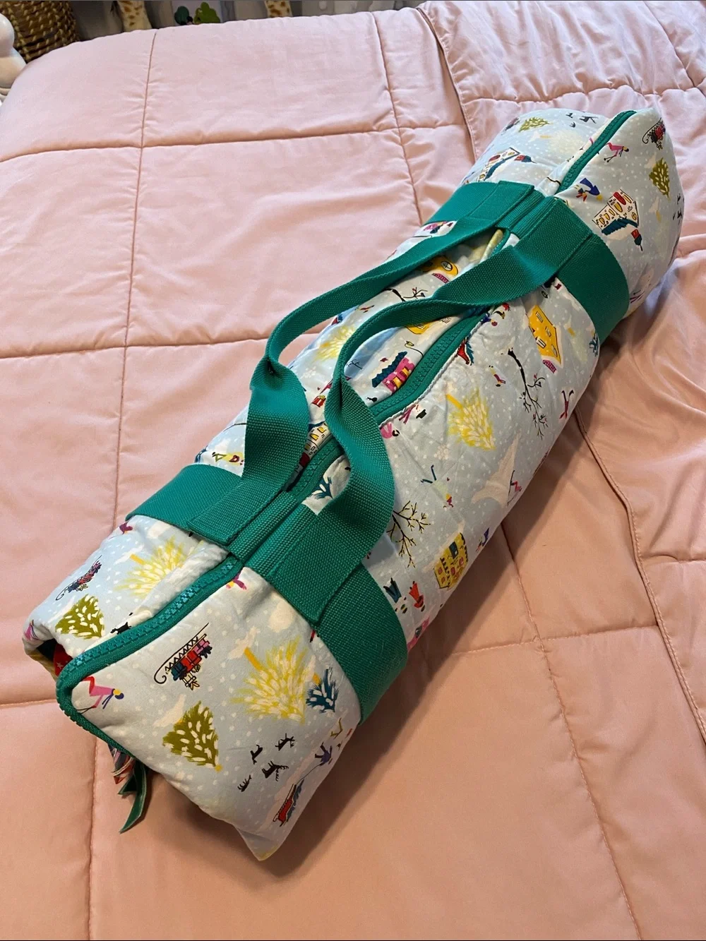 Matilda Jane Light Blue Holiday Village Quilted Sleeping Bag